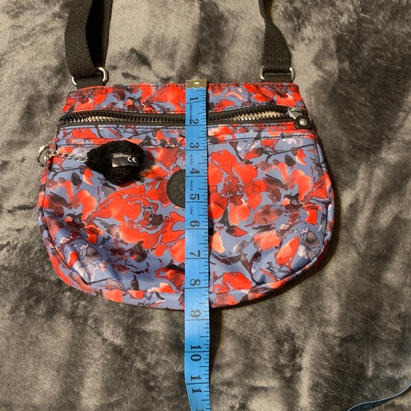 KIPLING- Floral Crossbody Bag - Red/Blue/Black with the Iconic Monkey Keychain. - Picture 10 of 10